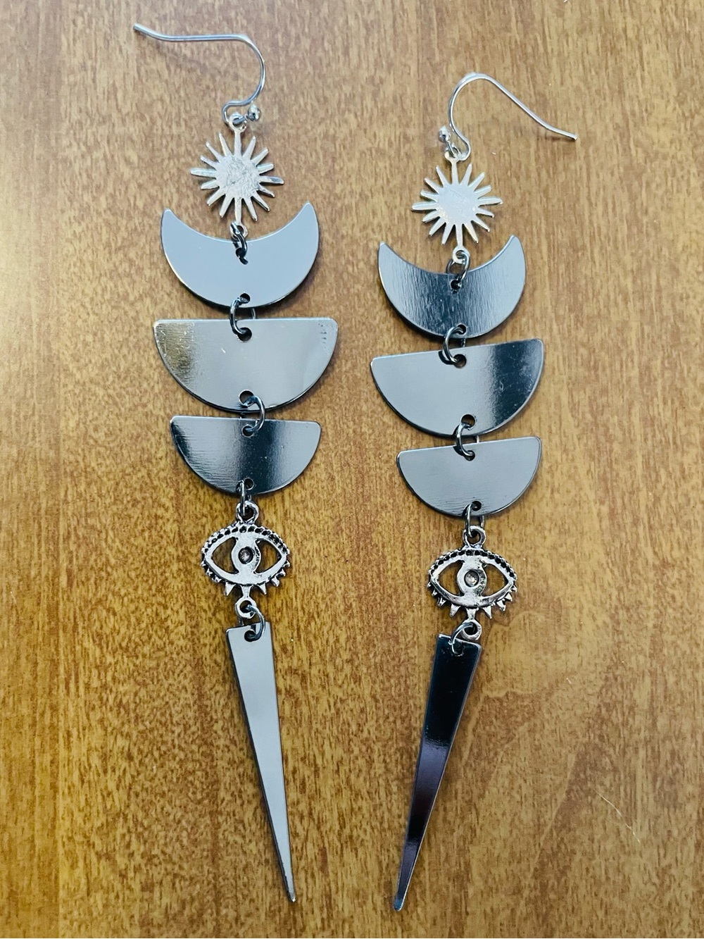 Silver Celestial Eye Drop Earrings - Women Jewelry